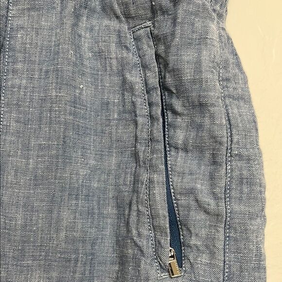 Athleta Retreat Linen Wide Leg Pants Blue Linen Pockets Boho Minimalist Coastal - Picture 6 of 16